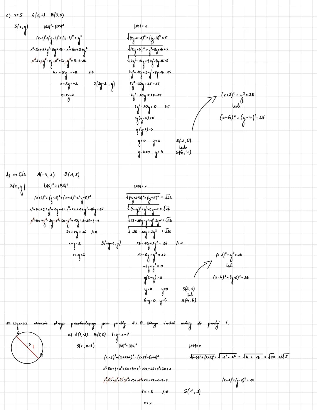 # Geometria analityczna
1. Oblice
adległość między punktami Ai B
a) A(-3,-1), B(-5,-1)
$|AB|=\sqrt{(-5-(-3))^2 + (-1-(-1))^2}$
$|ABI|=\s
