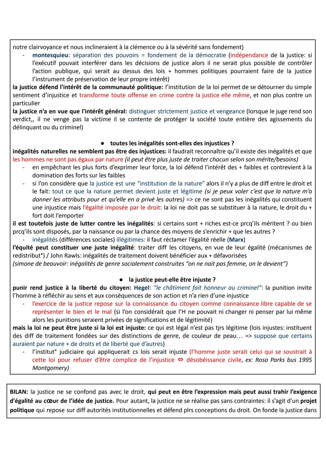 # THÈME 6: LA JUSTICE
que l'injustice nous indigne montre que la justice est d'abord une exigence, et même une exigence d'égalité. Le
senti