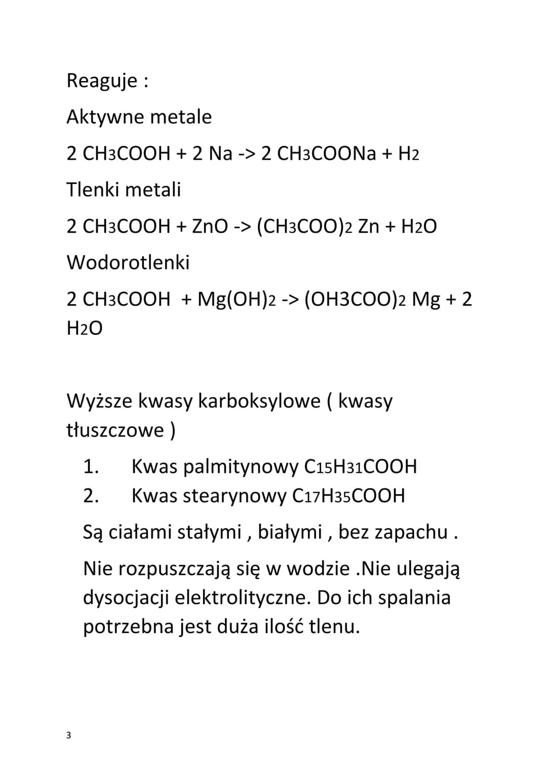 CHEMIA
KWASY KARBOKSYLOWE
Kwasy karboksylowe - odczyn kwaśny.
-COOH RCOOH
Fermentacja octowa :
CH3-CH2-OH + O2 -> CH3-C = O + H2O
OH