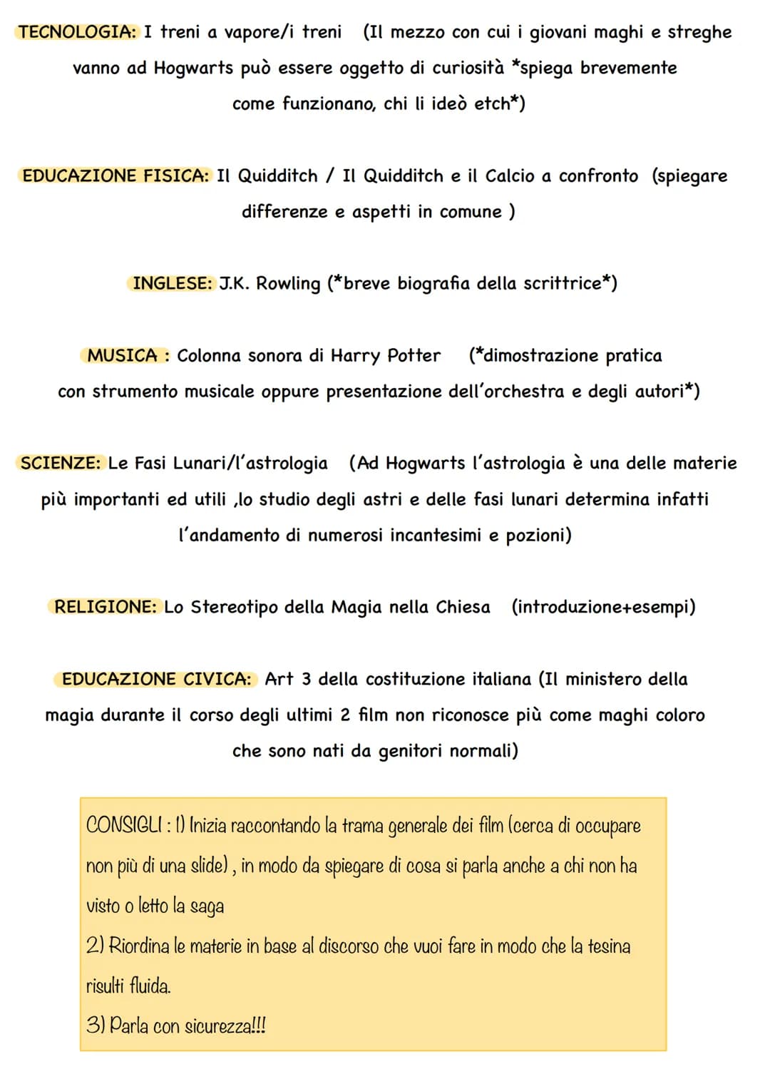 # Harry Potter
Collegamenti tesina terza media
Guida per 12 MATERIE non in ordine
ITALIANO: Il Genere Fantasy (Harry Potter é infatti uno