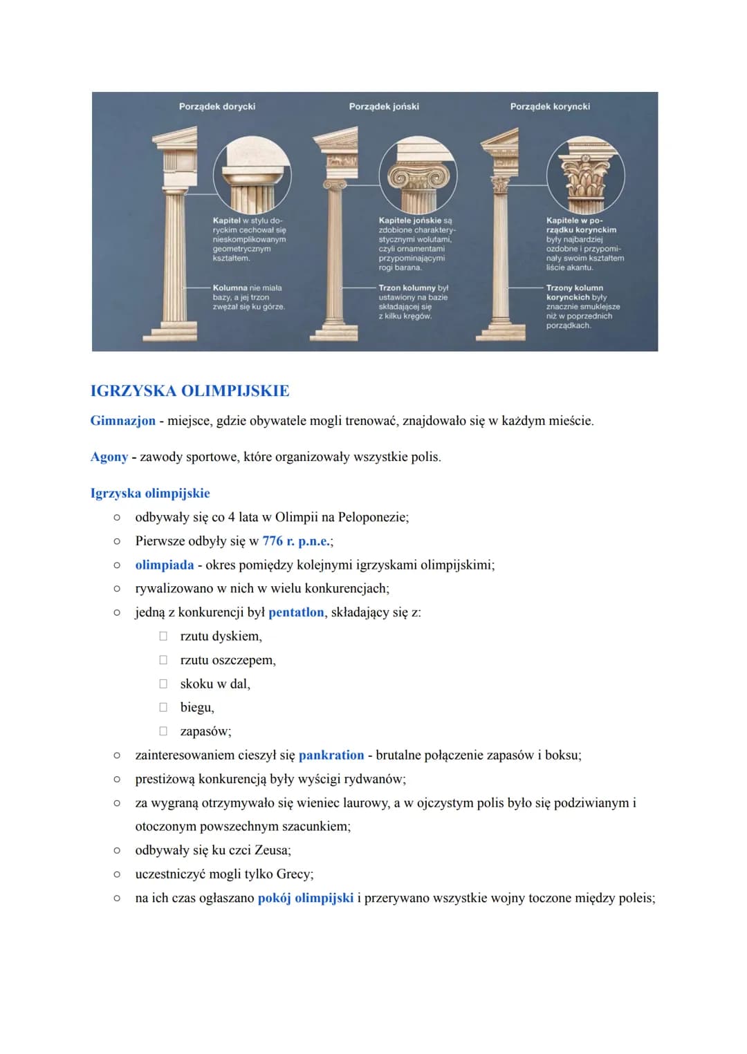 # Kultura Starożytnej Grecji
DATY
pierwsze igrzyska olimpijskie | 776 r. p.n.e.
---|---
Iliada i Odyseja Homera | VIII w. p.n.e.
początek