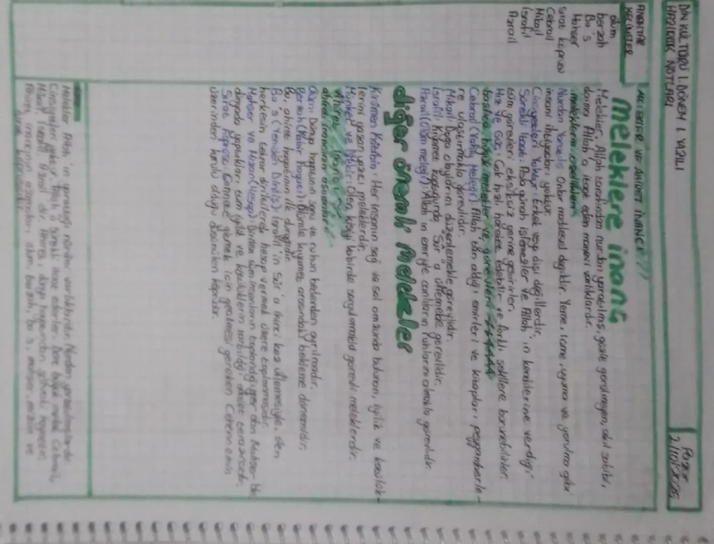 ANAHTAR
KELİMELER
DIN KULTURU 1. DÖNEM & YAZILI
HAZIRUK NOTLARI
MELEKIER VE AMIDET INANCE
2/1012025
olum
Meleklere inang
ber 20h
Ba's
dar