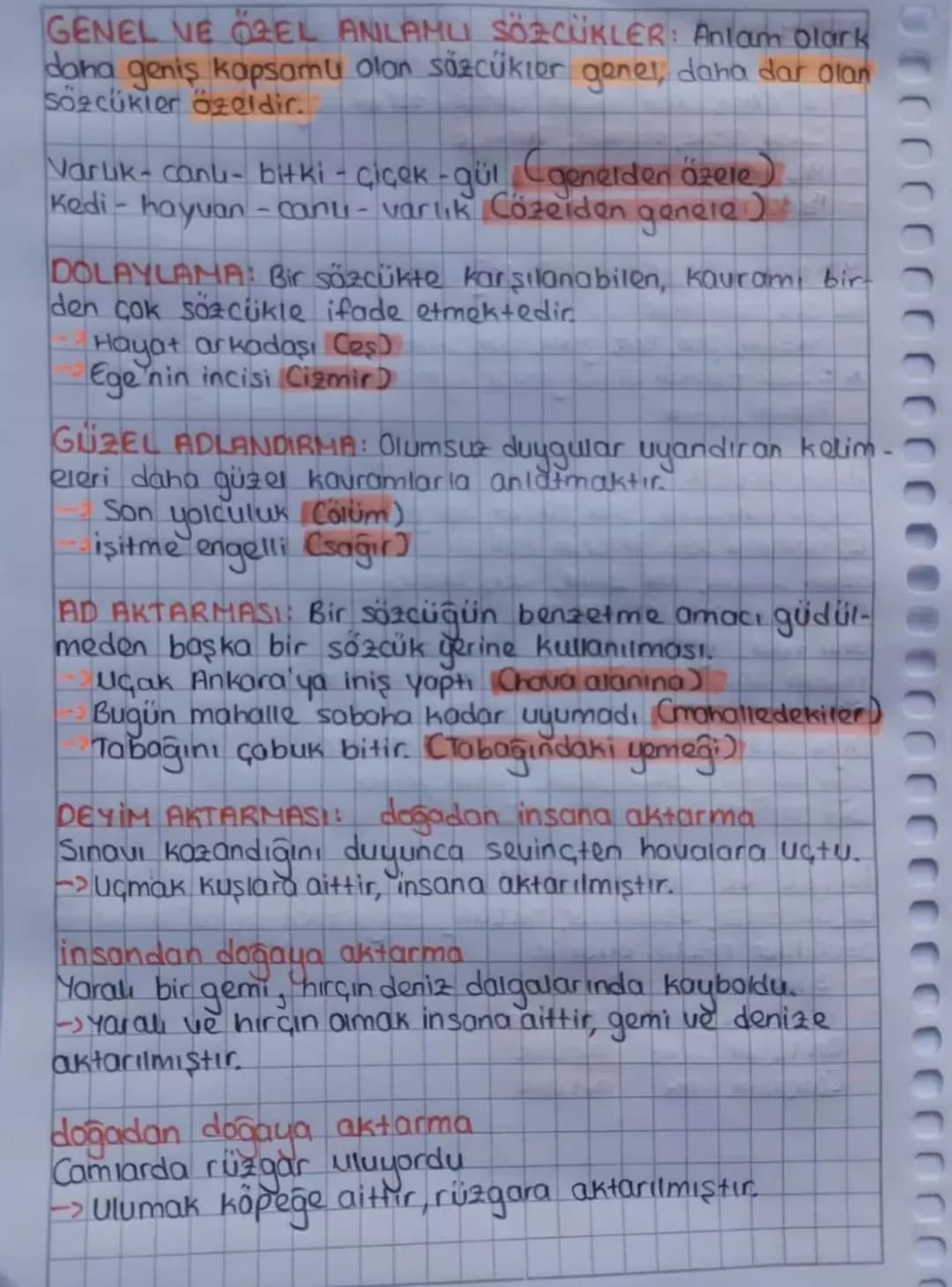 # TÜRKÇE
TEK ANLAMLILIK: Tek bir kavramı karşılayan, başka ani-
amlar kazanmayan sözcüklerdir.
- Ağaç, Termometre, kiremit
ÇOK ANLAMLILIK: