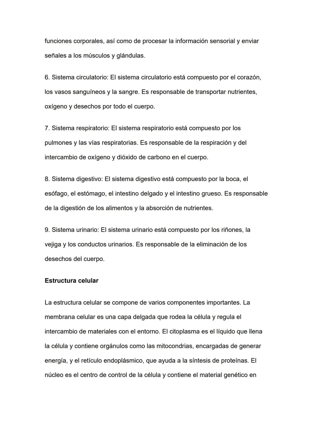 Estructura y organización del cuerpo humano. Estructura celular,
tejidos y órganos.
La estructura y organización del cuerpo humano es un te