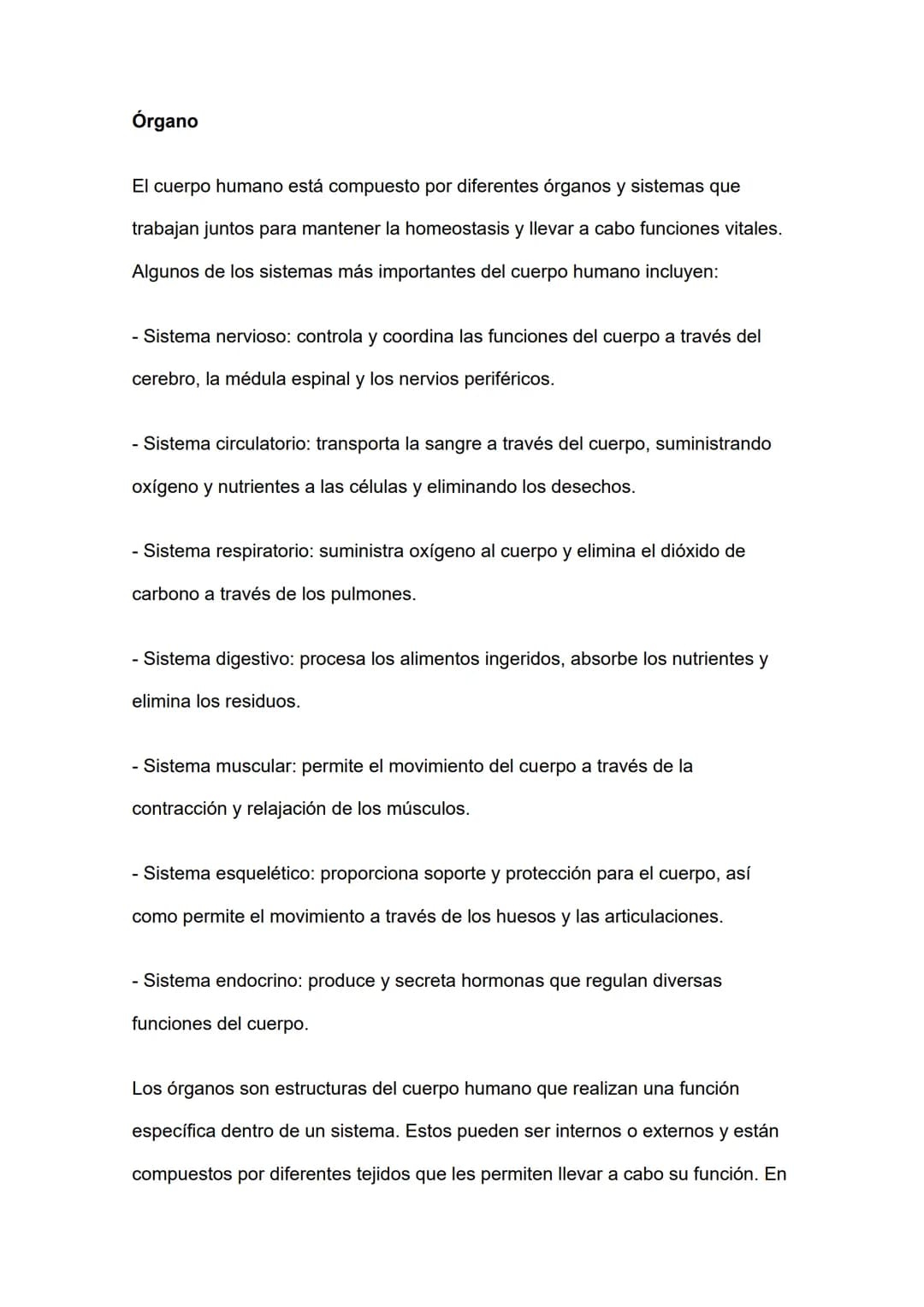 Estructura y organización del cuerpo humano. Estructura celular,
tejidos y órganos.
La estructura y organización del cuerpo humano es un te