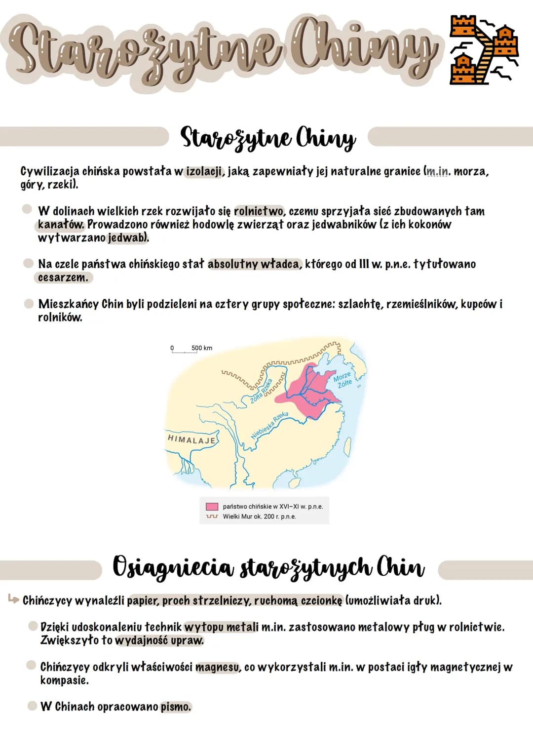 <h2>Położenie geograficzne Starożytnych Chin</h2>
<p>Cywilizacja chińska powstała nad rzeką w izolacji, chroniona naturalnymi granicami, ta