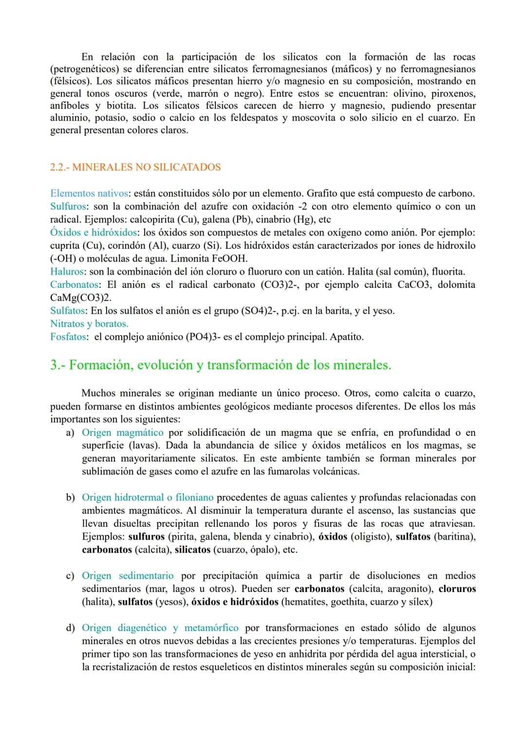 # TEMA 2: MINERALES
1.- Definición, composición, estructura y propiedades de los minerales.
2.- Clasificación
3.- Formación, evolución y