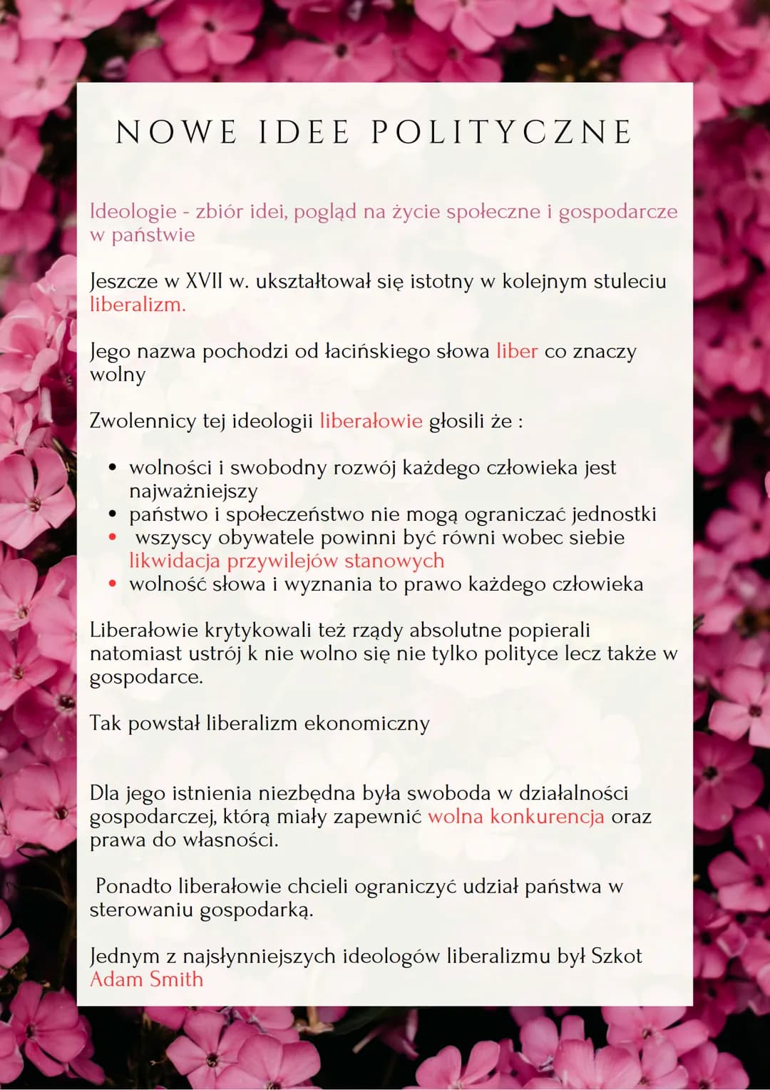 # NOWE IDEE POLITYCZNE
Ideologie - zbiór idei, pogląd na życie społeczne i gospodarcze
w państwie
Jeszcze w XVII w. ukształtował się istot