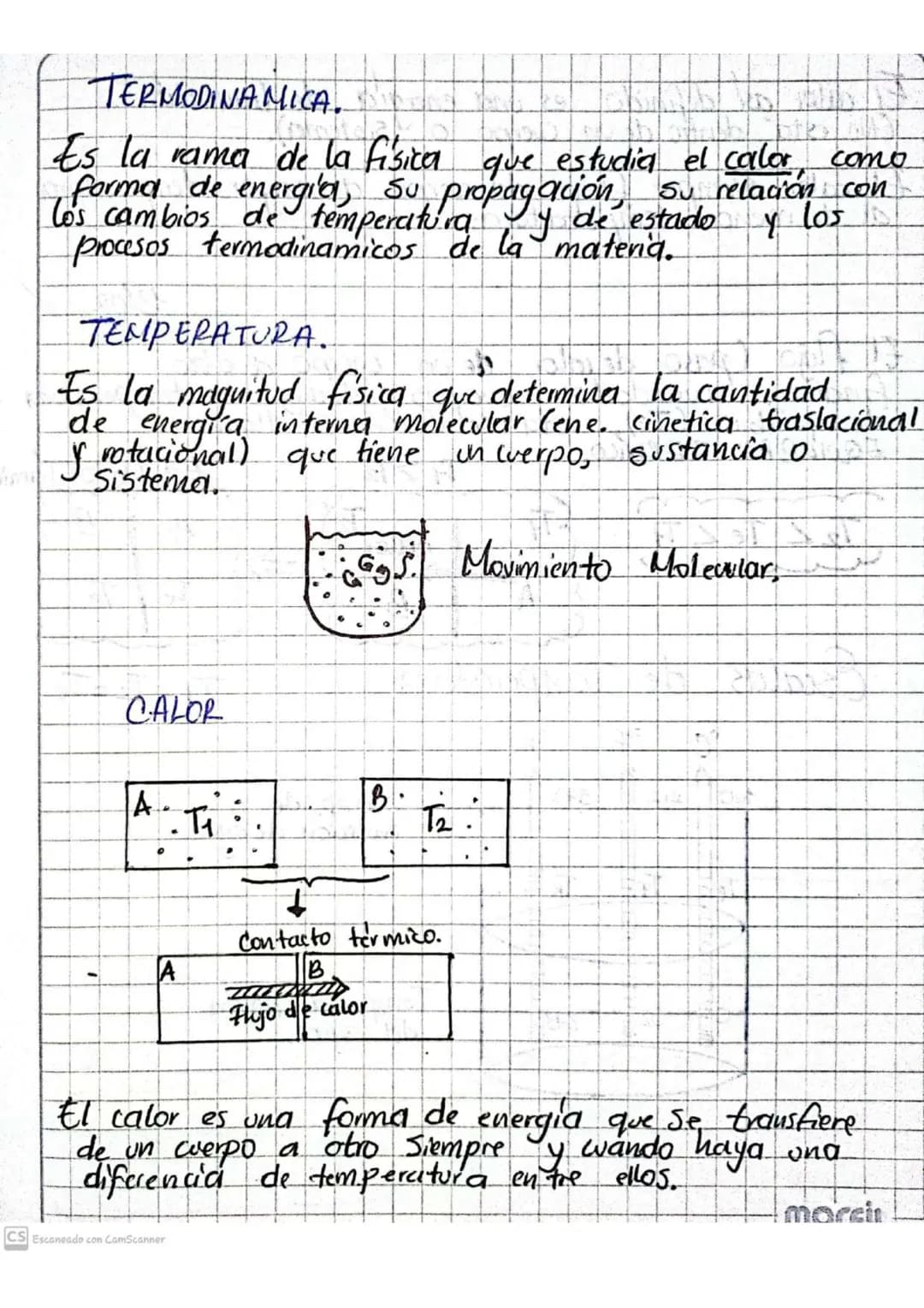 # TERMODINAMICA.
Es la rama de la fisica que estudia el calor, como
forma de energiel, Su propagación, su relación con
los cambios de tempe