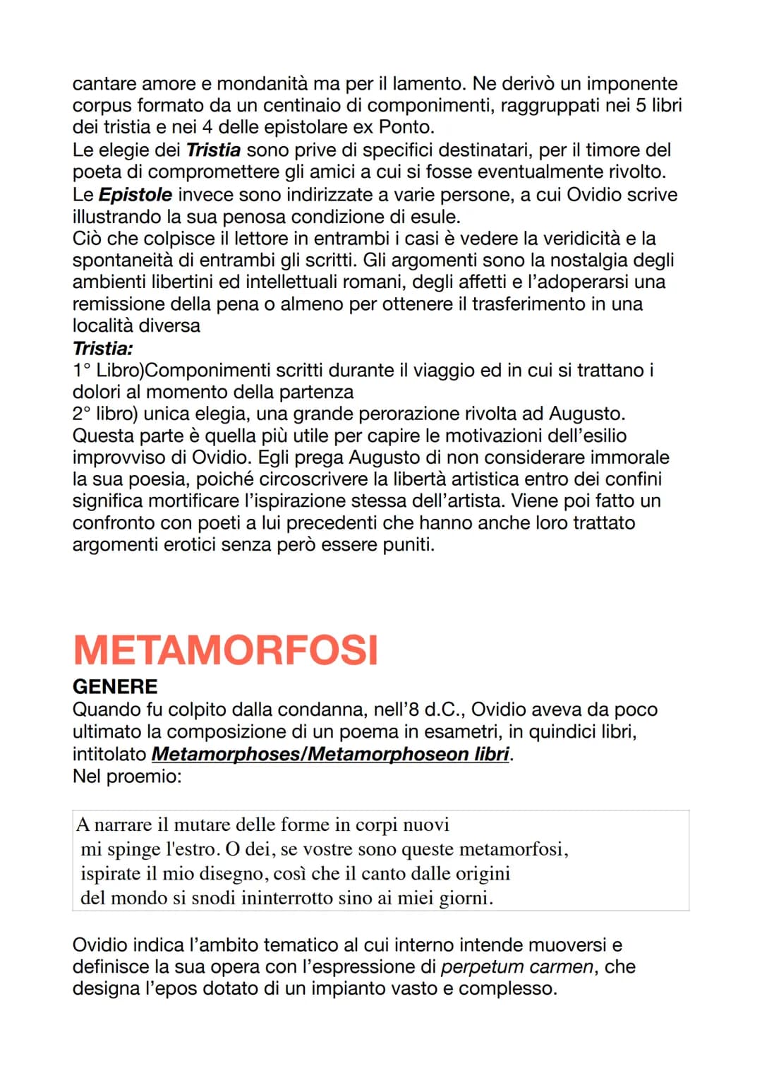 # Ovidio
Nella sua abbondantissima produzione poetica il poeta, riprendendo
generi già sfruttati, tenta di rinnovarli con i metodi della va