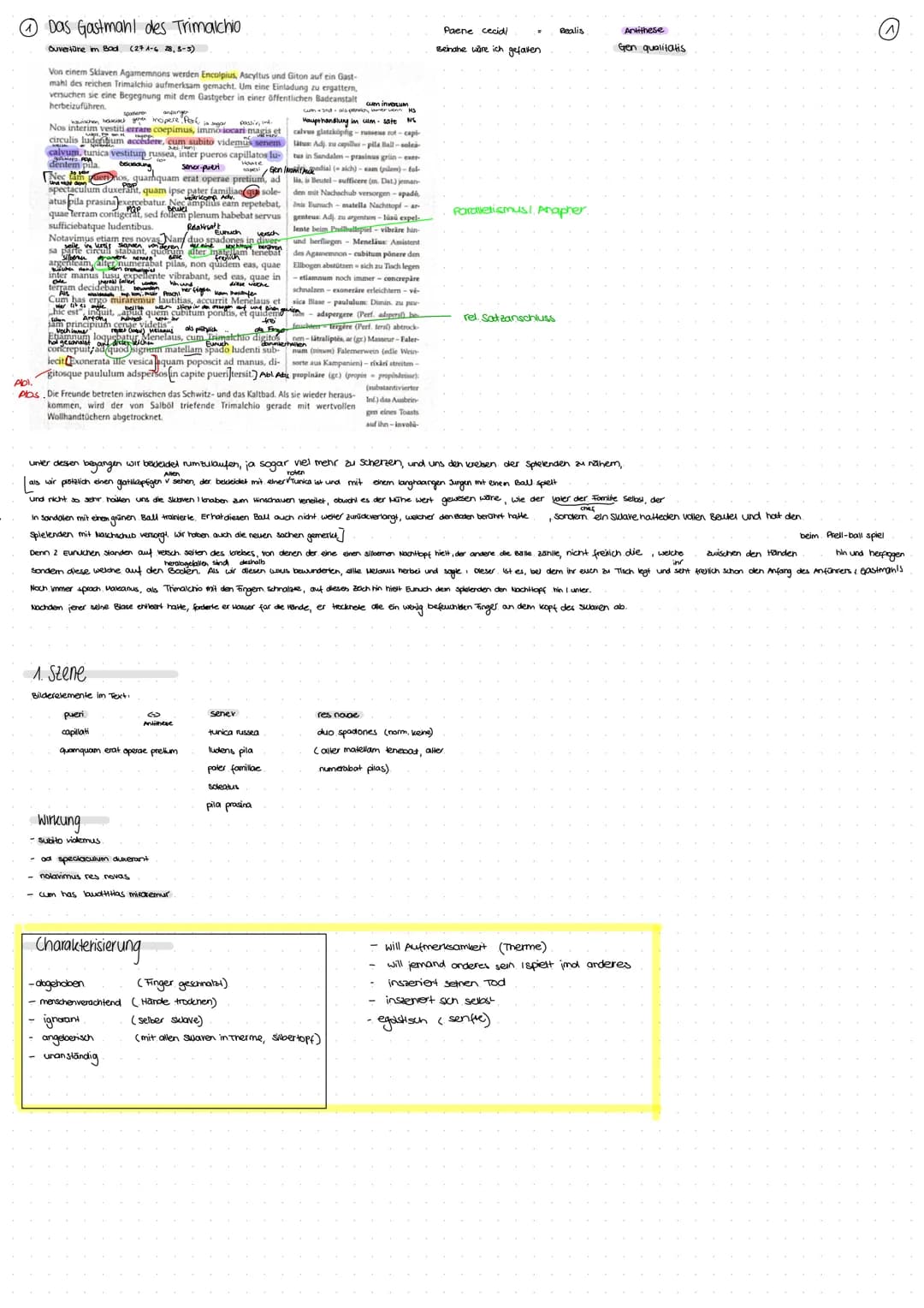 # Das Gastmahl des Trimarchio
Ouvertüne im Bod
Von einem Sklaven Agamemnons werden Encolpius, Ascyltus und Giton auf ein Gast-
mahl des r