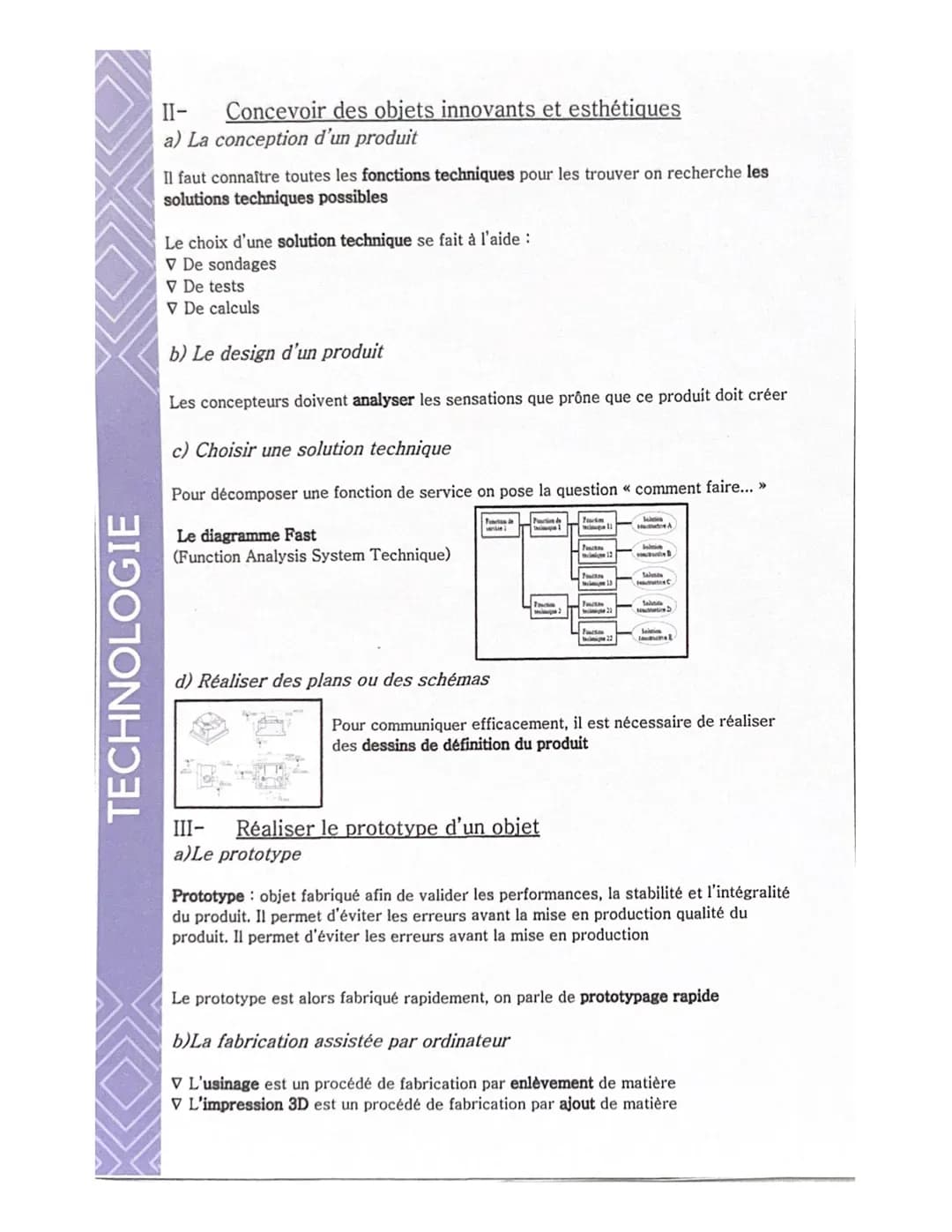 I-
Le design, L'innovation et la créativité
Rédiger et interpréter un cahier des charges
a) De l'analyse du besoin au cahier des charges
C