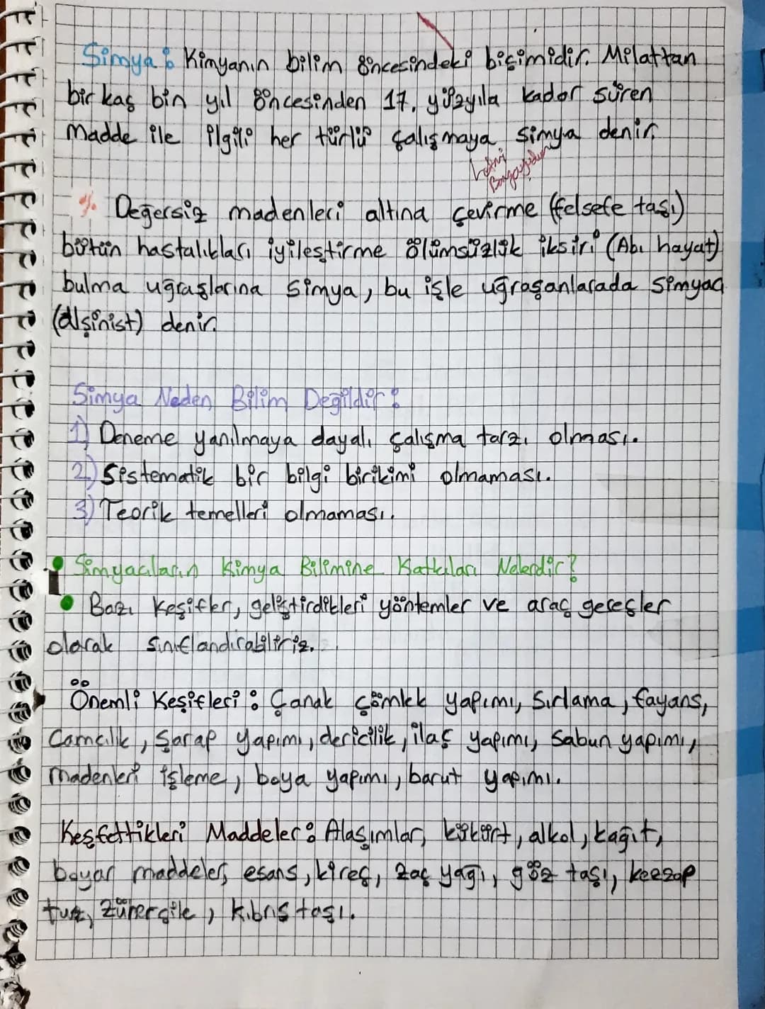 Simya & Kimyanın bilim Söncesindeki biçimidir. Milattan
bir kag bin yıl öncesinden 17. yüzyıla kador süren
Madde ile ilgili her türli çalışm