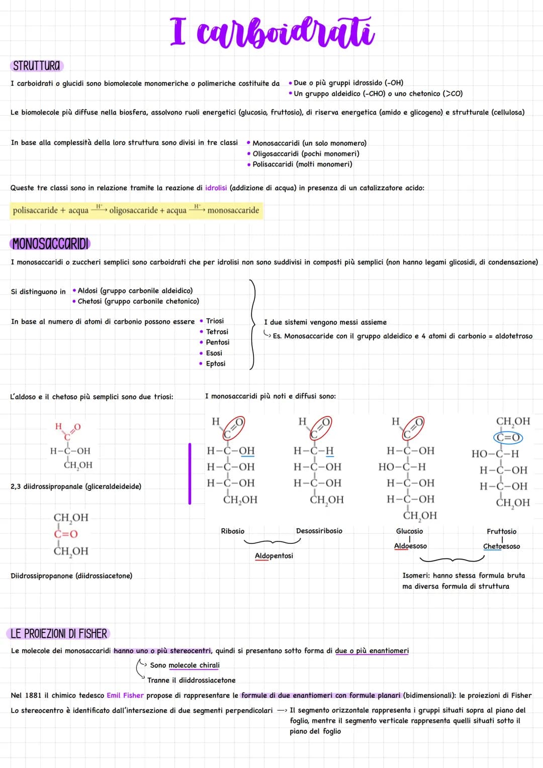 # I carboidrati
STRUTTURA
I carboidrati o glucidi sono biomolecole monomeriche o polimeriche costituite da Due o più gruppi idrossido (-OH)