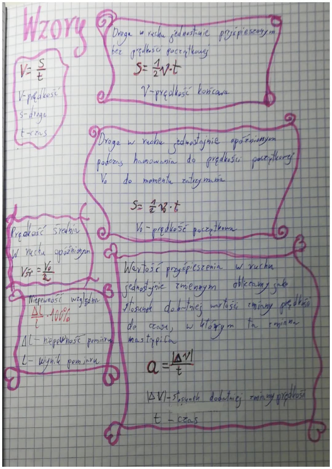 # Wzory Quy
$V = \frac{S}{t}$
V-prędkość
S-droge
Draga w recku jednostanie prajśpieszonym
bez grędkości pocenthony
$S = \frac{1}{2}V \c