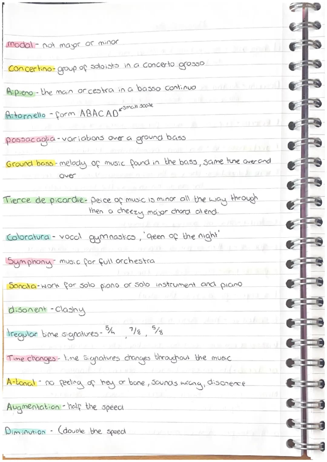 Music Jotter
Walking bass-moving bass line (Jazz, blues) going from one note
to the other clearly.
Descant - Another melody sung higher th