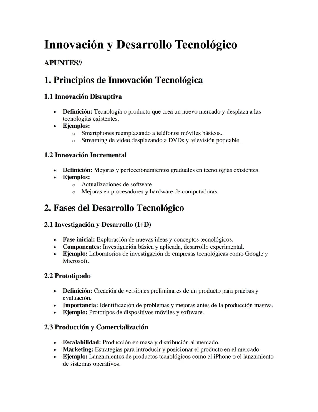 # Innovación y Desarrollo Tecnológico
APUNTES//
# 1. Principios de Innovación Tecnológica
## 1.1 Innovación Disruptiva
* Definición: T