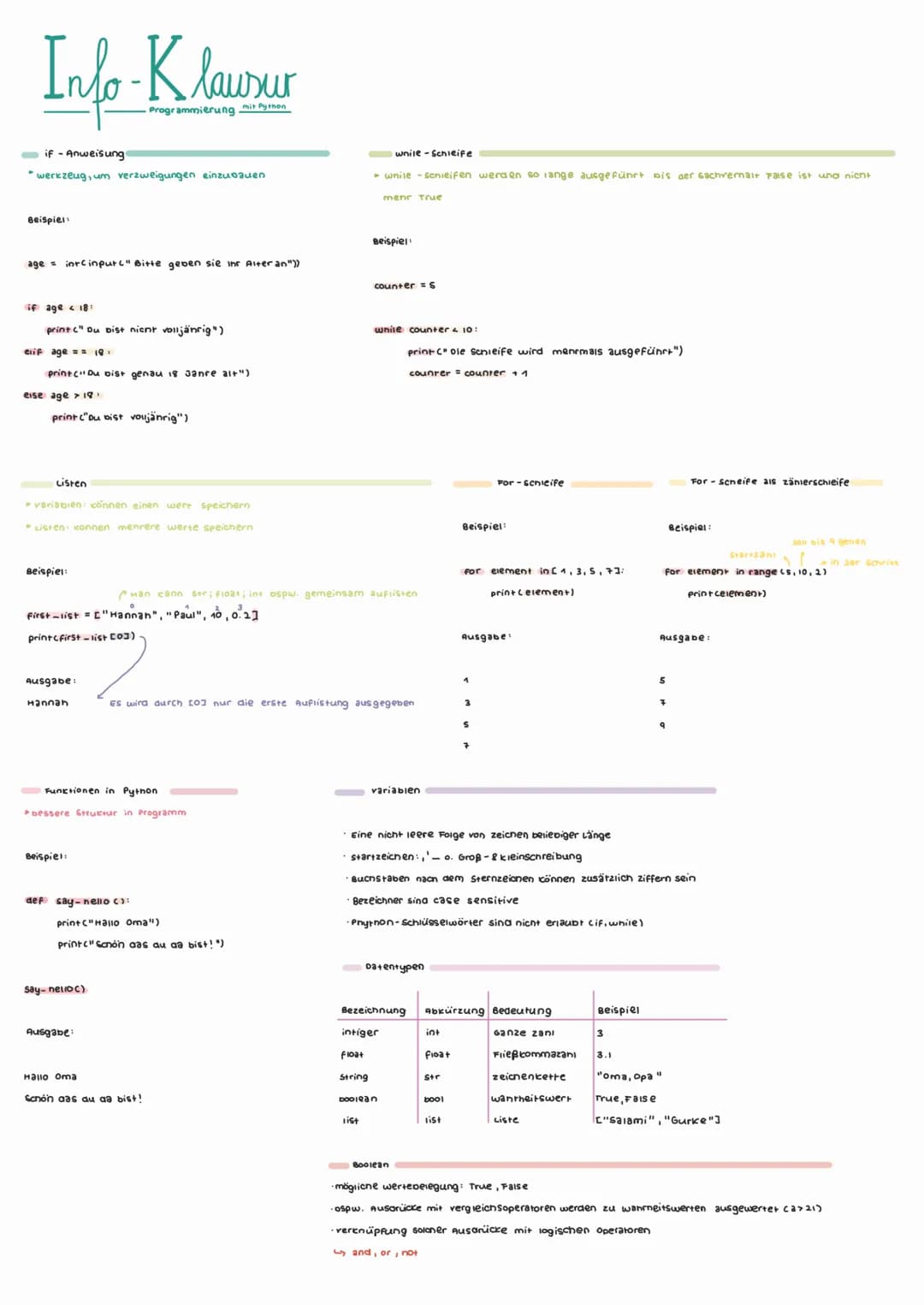 # Info-Klausur
Programmierung mit Python
if - Anweisung
"werkzeug, um verzweigungen einzusquen
Beispiel:
```
age incinpurc" Bitte geven