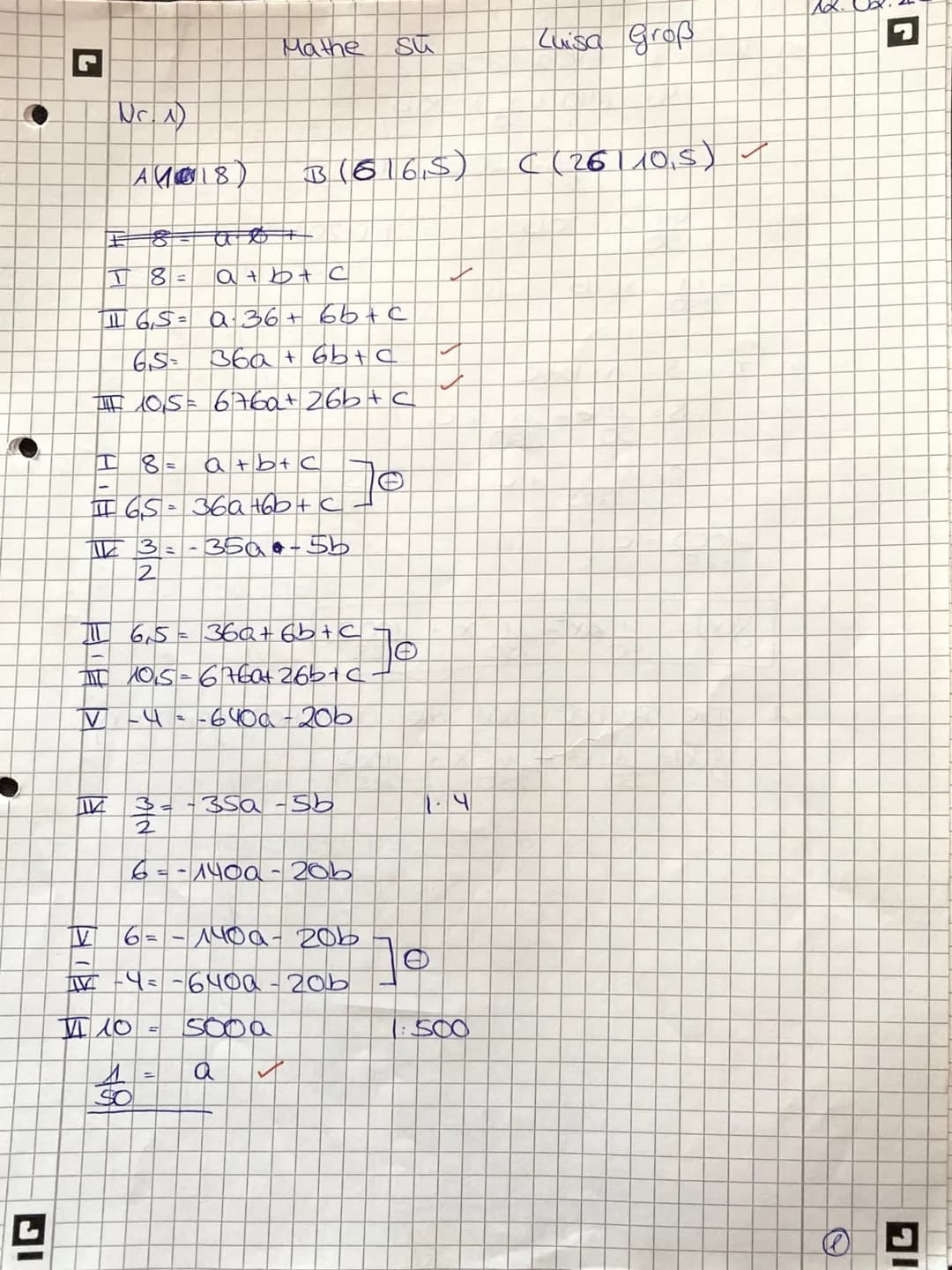 # Berufliches Gymnasium Klasse 11
## Schriftliche Überprüfung (SÜ)
Mathematik 12.02.2020
Die Lösung ist ausführlich, nachvollziehbar und f