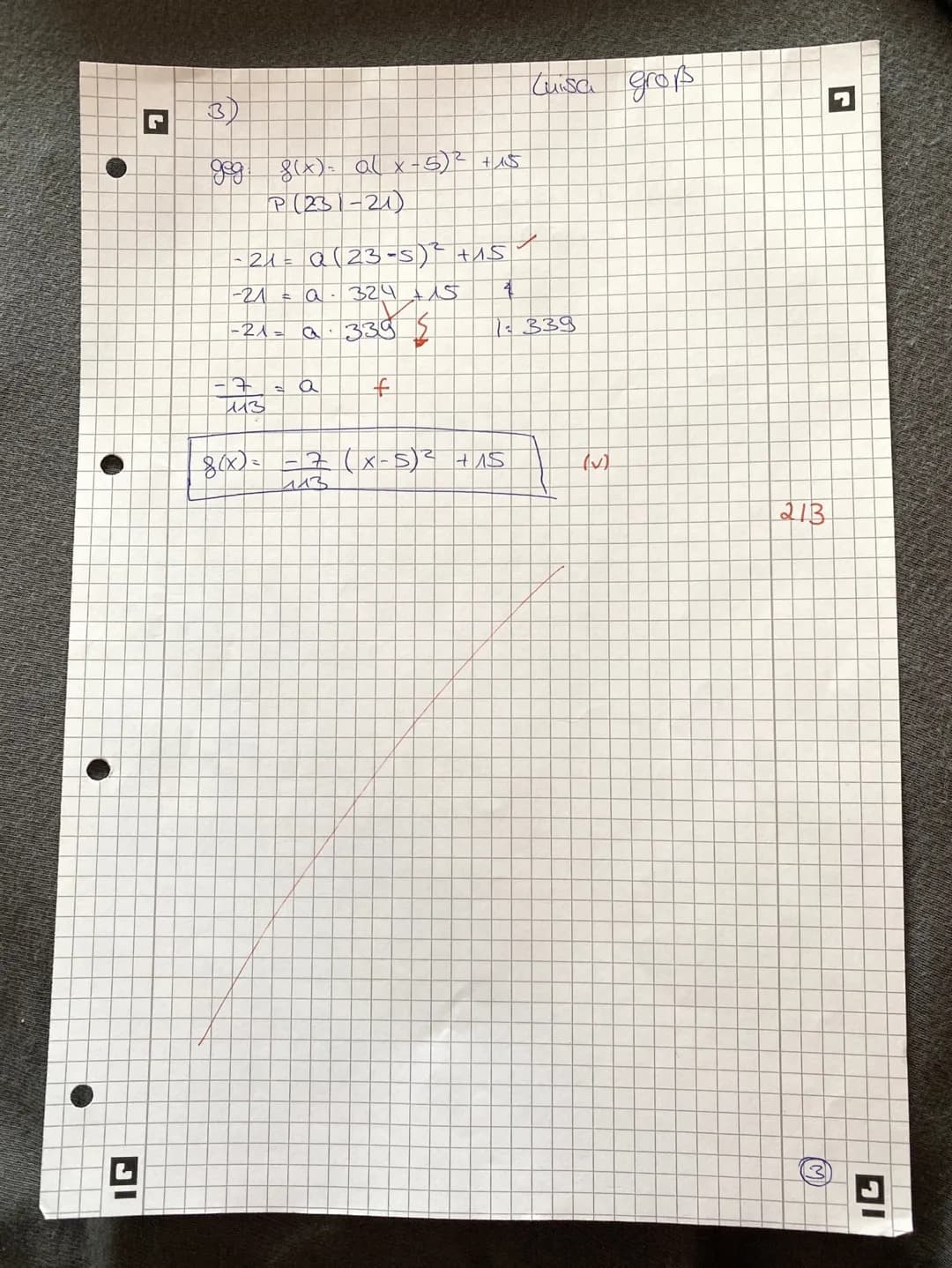 # Berufliches Gymnasium Klasse 11
## Schriftliche Überprüfung (SÜ)
Mathematik 12.02.2020
Die Lösung ist ausführlich, nachvollziehbar und f
