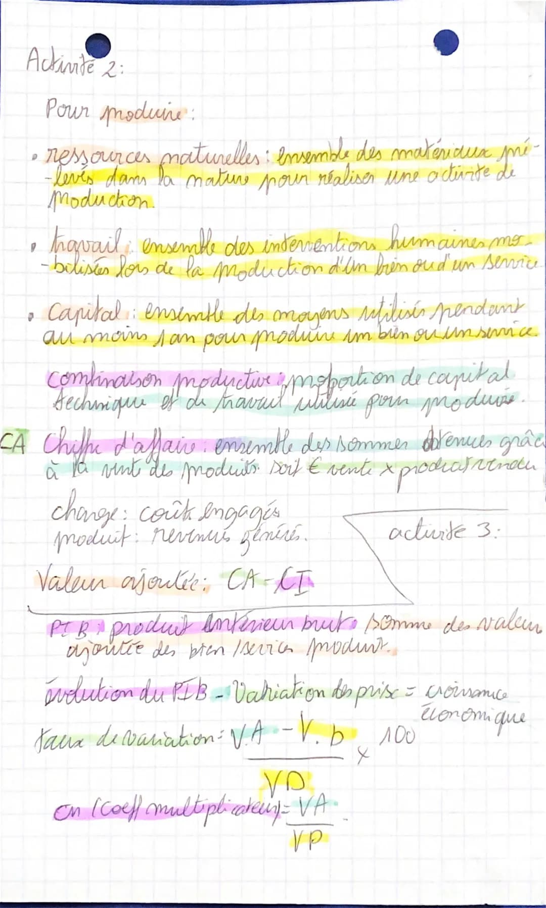 Achinte 2:
Pour produire:
* ressources naturelles : ensemble des matériaqua pré-
-levés dans la mature pour réaliser une activite de
Modu