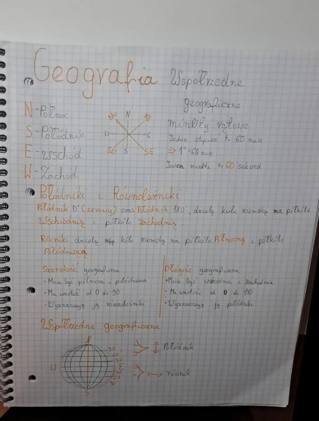 Geografia Wytredine
N-Pol noc
S-Polodnie
E-sschod
W-Zachod
NMN
NE
E
SS
SE
geograficzne
minbly votowe
Jeden stopien to 60 min
$1^\circ$=60