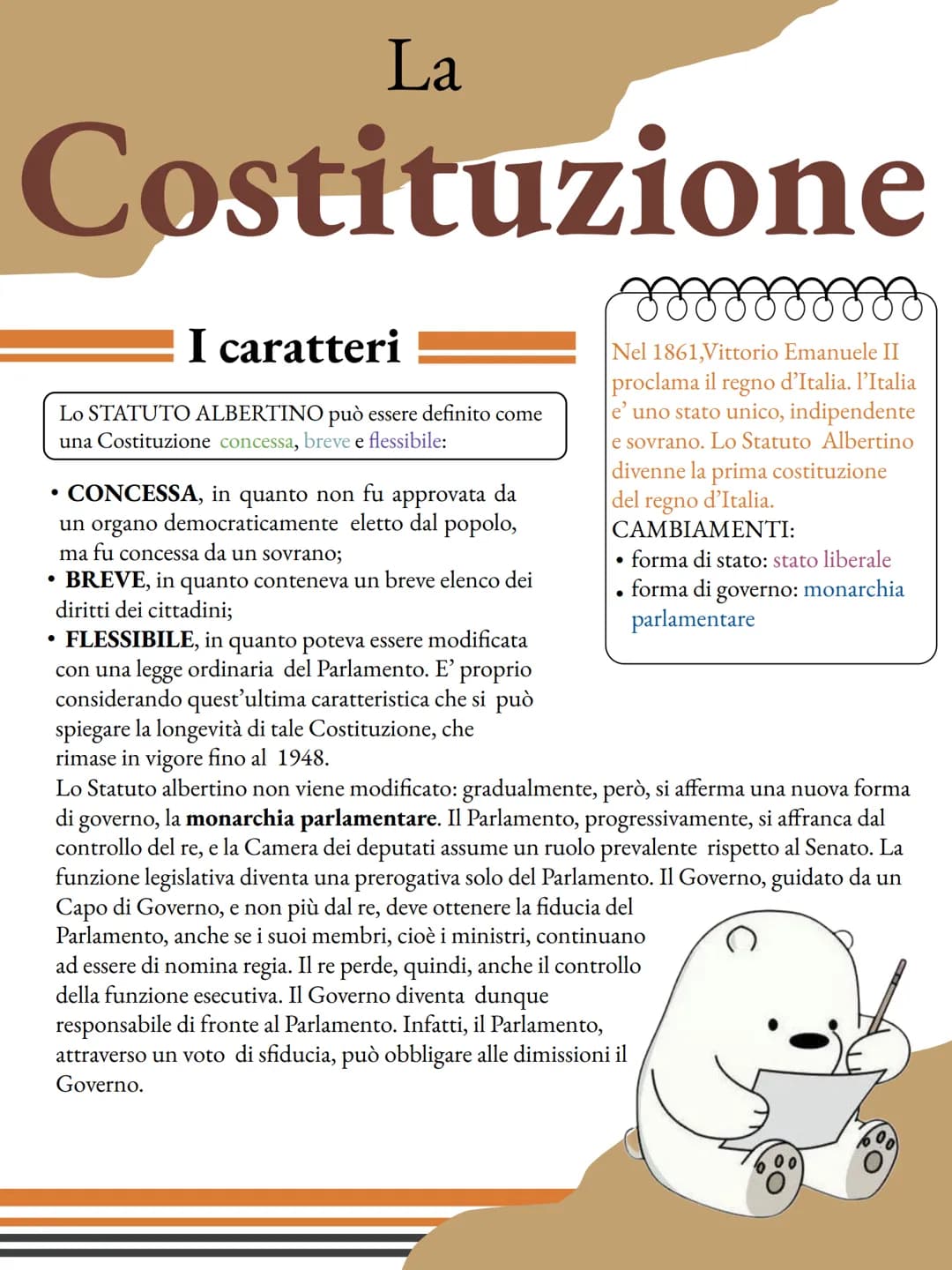 # La
# Costituzione
## I caratteri
La Costituzione può avere diverse caratteristiche in base
alla modalità di emanazione, la Costituzione