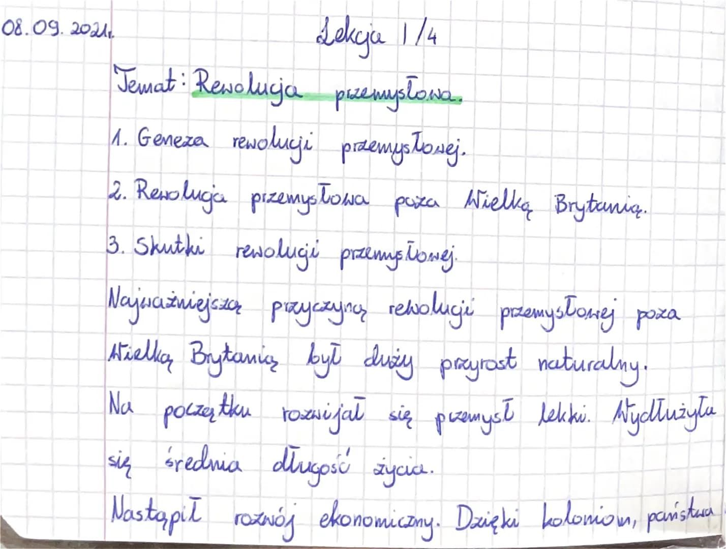 08.09.2021
Lekcja 1/4
Temat: Rewolucja przemysłowa.
1. Geneza rewolucji przemysłowej.
2. Rewolucja przemysłowa paza Wielka Brytania.
3.