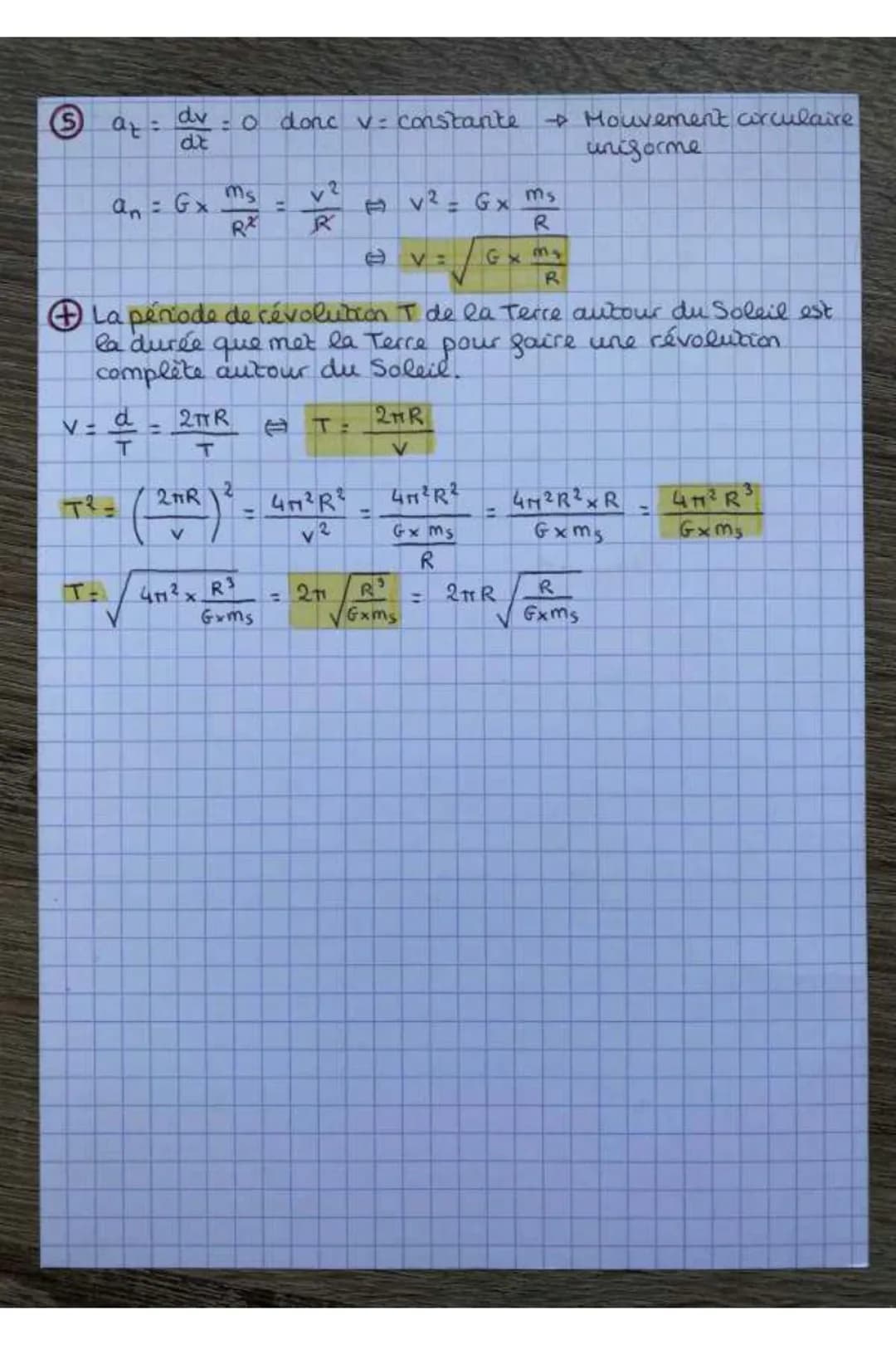 PH-CH
Chap. 10: Mouvement dans un champ de gravitation
et lois de Kepler
MÉTHODE:
Les 5 étapes pour étudier le mouvement circulaire du
ce