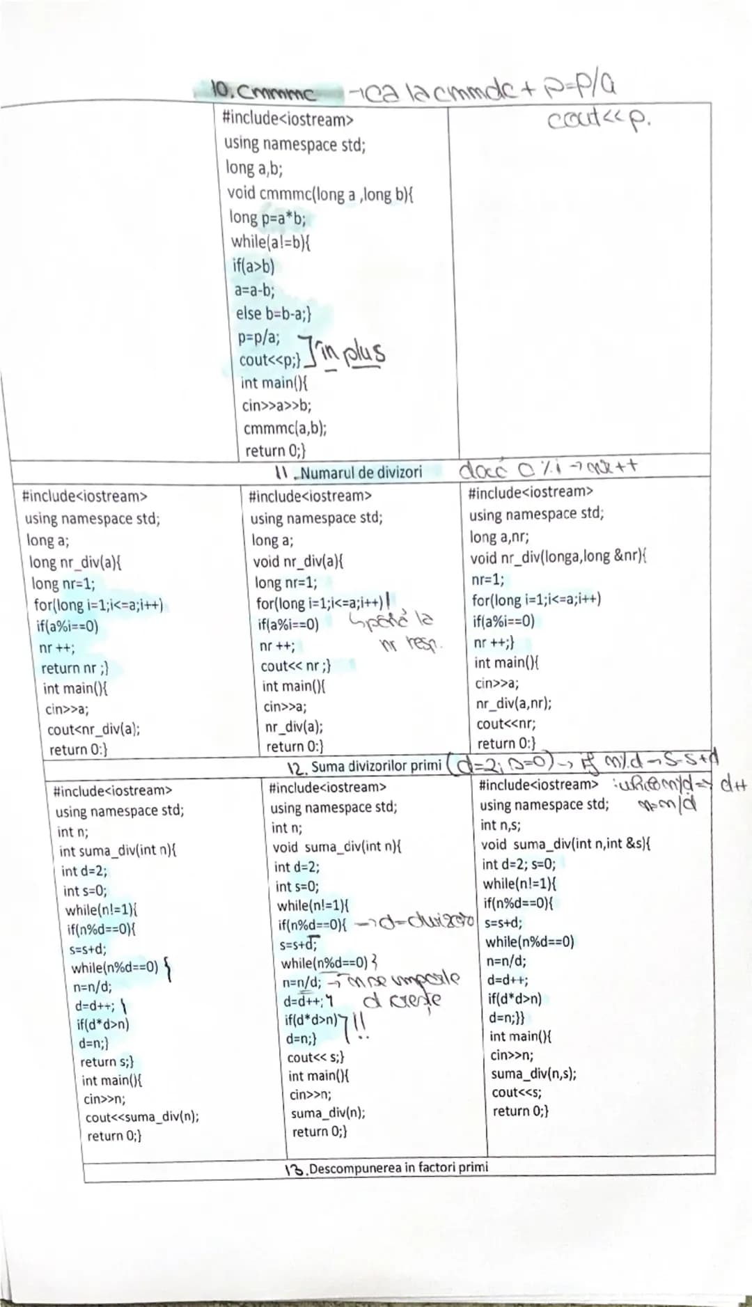 Algoritmi fundamentali
1.returnare
2.afisare
#include<iostream>
using namespace std;
int n;
int suma_cif(int x){
int S;
S=0;
While(x>0){