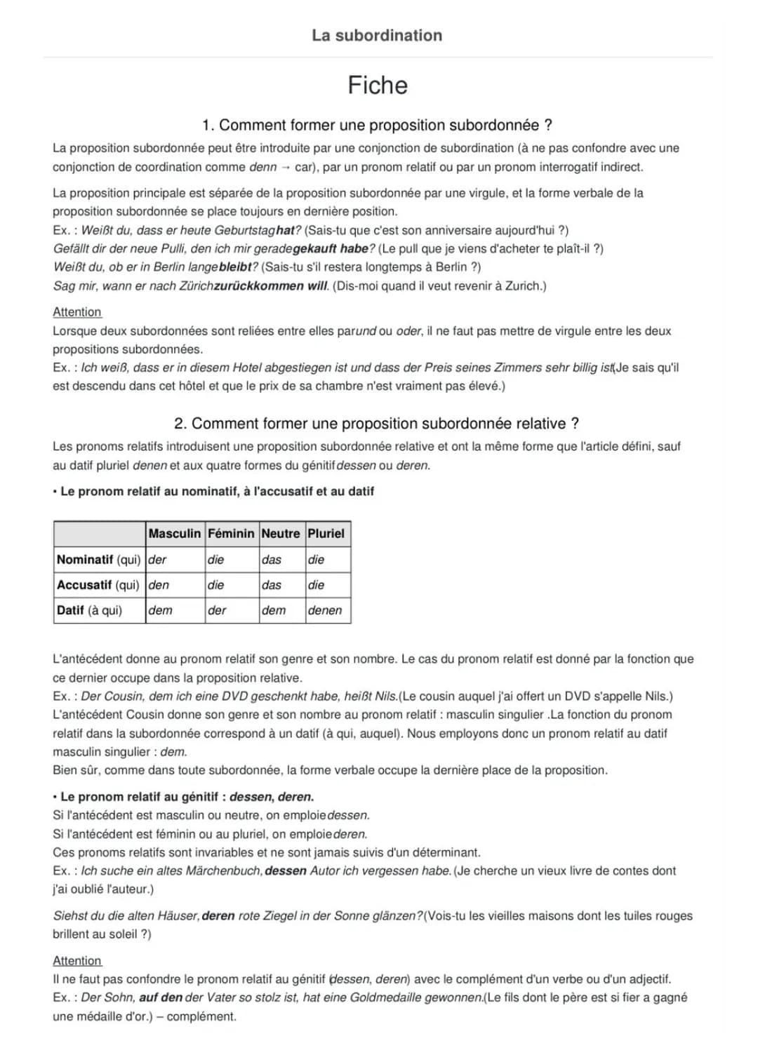 # La subordination
# Fiche
1. Comment former une proposition subordonnée ?
La proposition subordonnée peut être introduite par une conjon