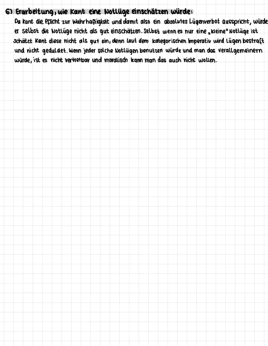# Der kategorische Imperativ
1. Kernsatz des kategorischen Imperativ in eigenen Worten:
Der kategorische Imperativ beschreibt eine univers