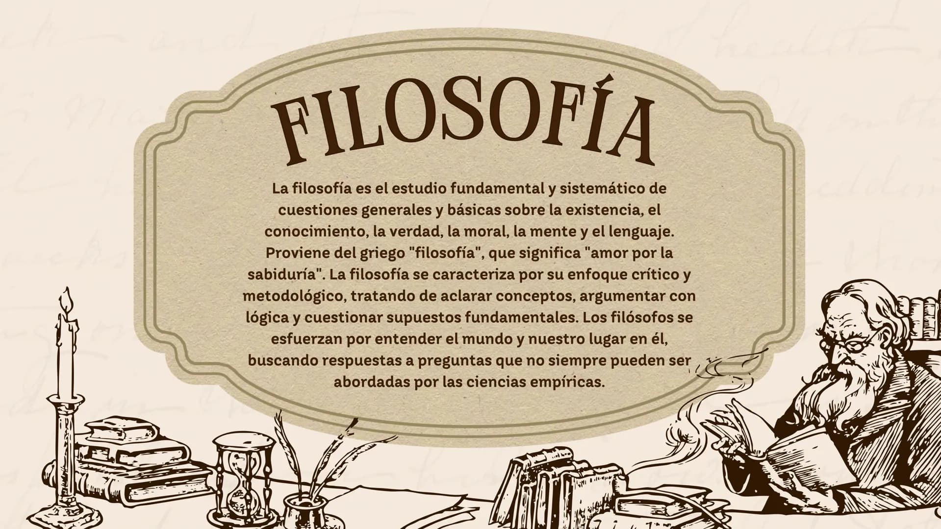 Historia de la
FILOSOFÍA
EN COLOMBIA
Nombre: XXXXX # FILOSOFÍA
La filosofía es el estudio fundamental y sistemático de
cuestiones general