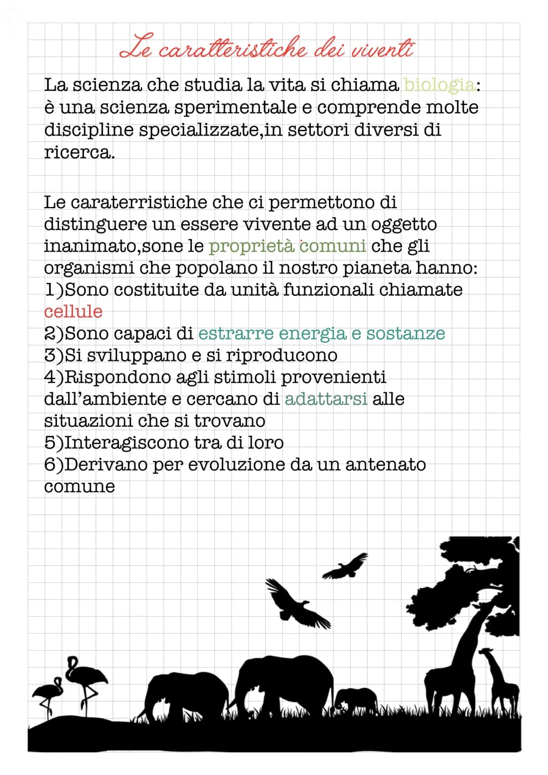 # Le caratteristiche dei viventi
La scienza che studia la vita si chiama biologia:
è una scienza sperimentale e comprende molte
discipline