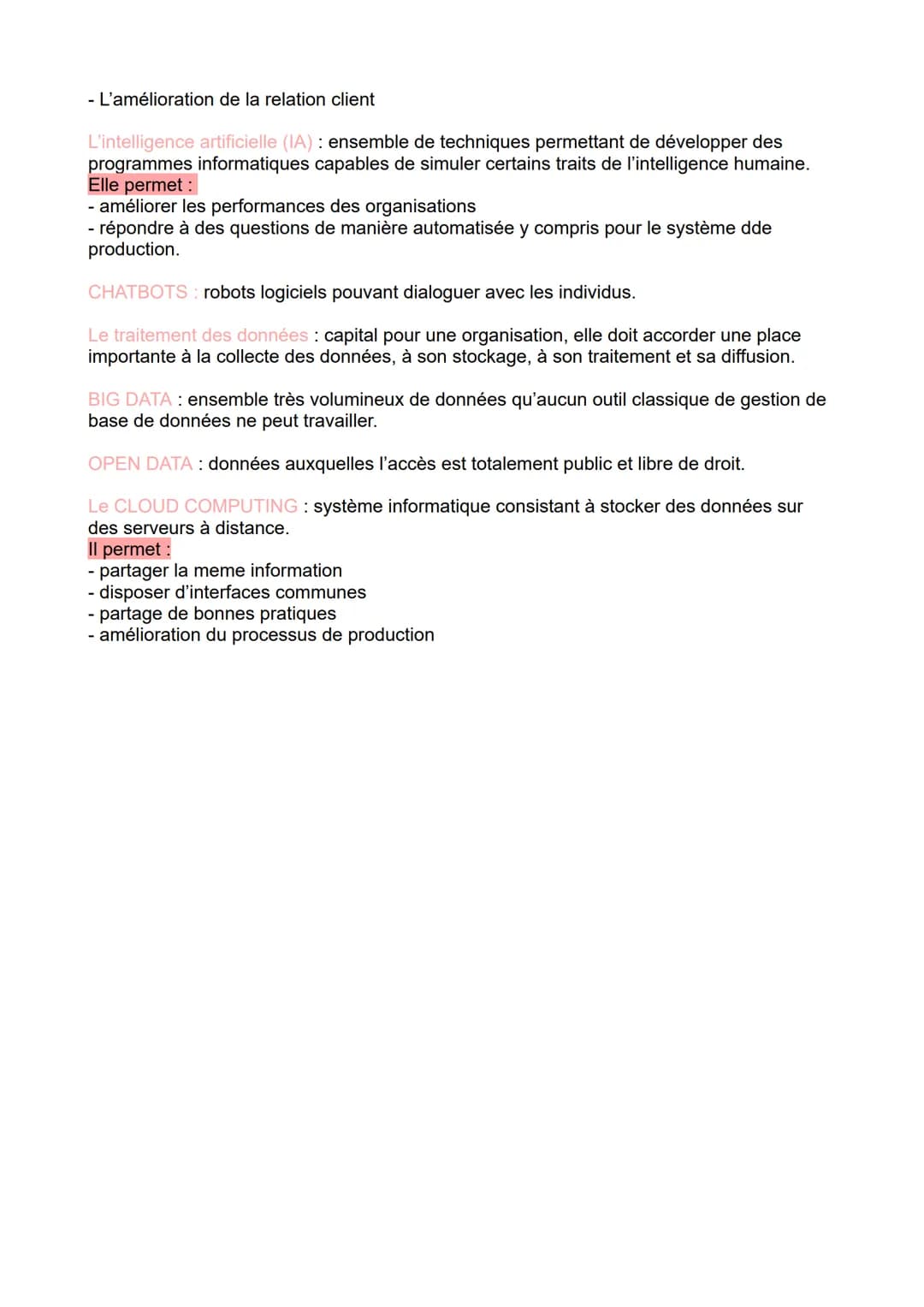 MSDGN
Révisions BAC:
Les transformations numériques.
Objectif transformation numérique: améliorer la performance de l'organisation
(effica