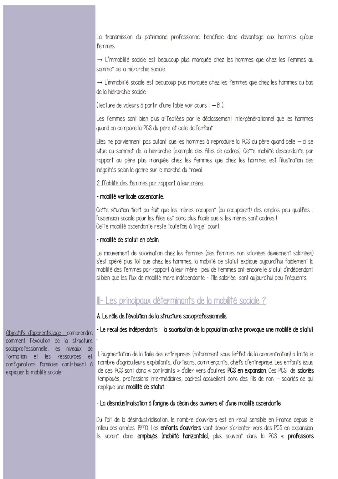 Chapitre 5 - Quels sont les caractéristiques contemporaines et les facteurs de la
mobilité sociale ?
Définitions / Mots Clefs/
Objectifs d'