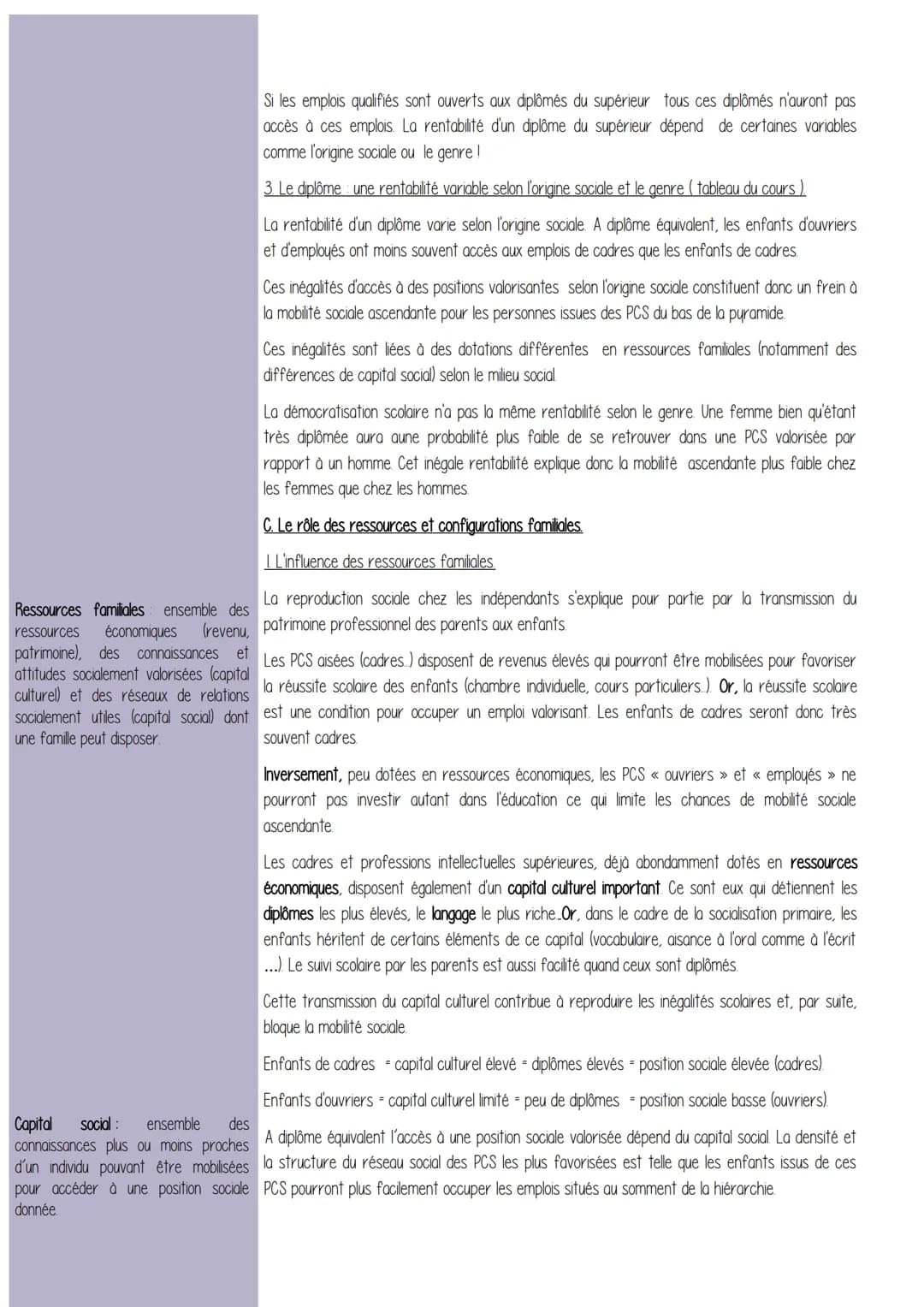 Chapitre 5 - Quels sont les caractéristiques contemporaines et les facteurs de la
mobilité sociale ?
Définitions / Mots Clefs/
Objectifs d'