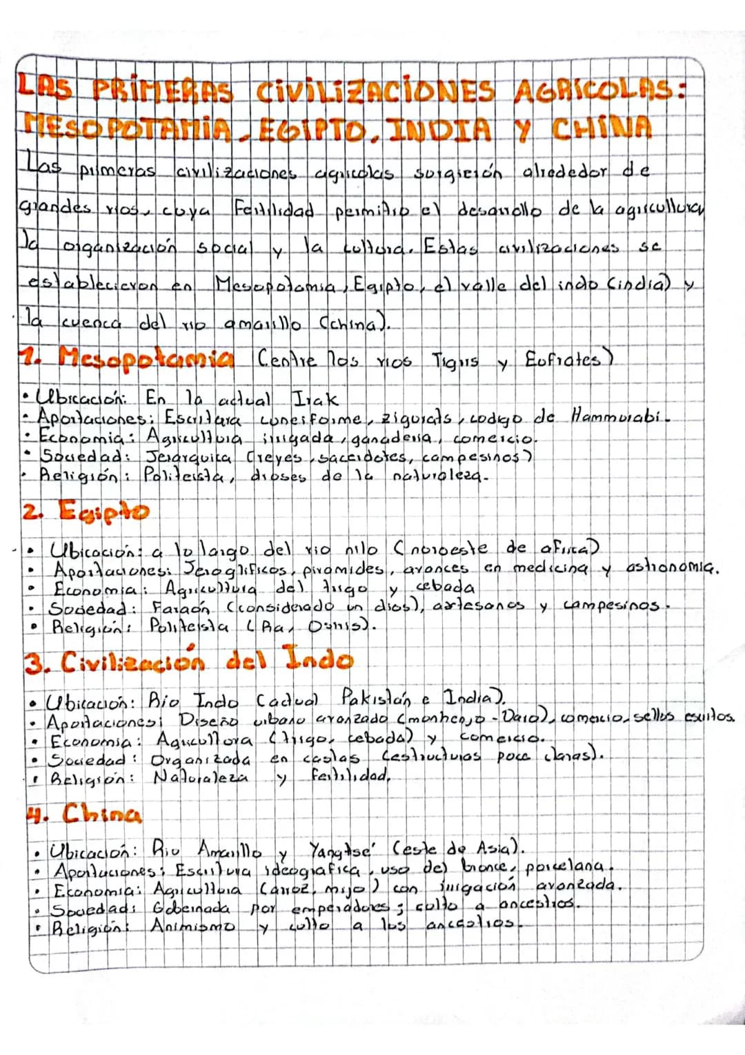 # LAS PRIMERAS CIVILIZACIONES AGRICOLAS:
# MESOPOTAMIA, EGIPTO, INDIA Y CHINA
Las
primeras civilizaciones agricolas surgieión alrededor de
g