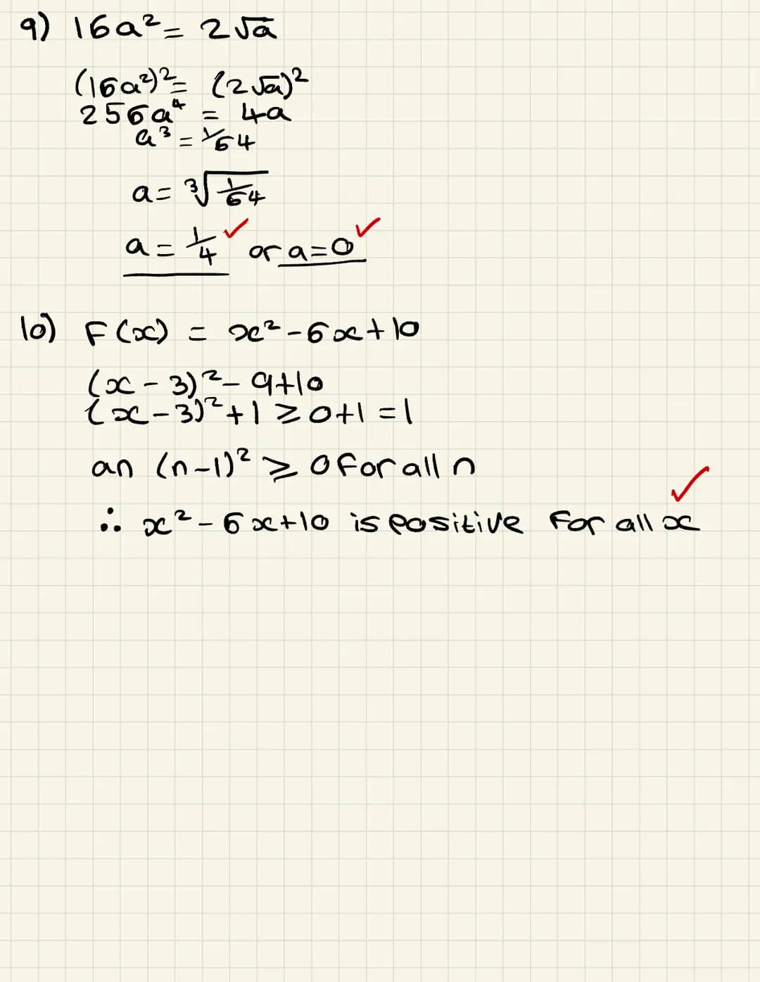 Test A: Quadratics, Modelling and Simultaneous Equations
Name:
Score: /56
Strengths:
- Completing the square
- Discriminant
- Disguised Qua