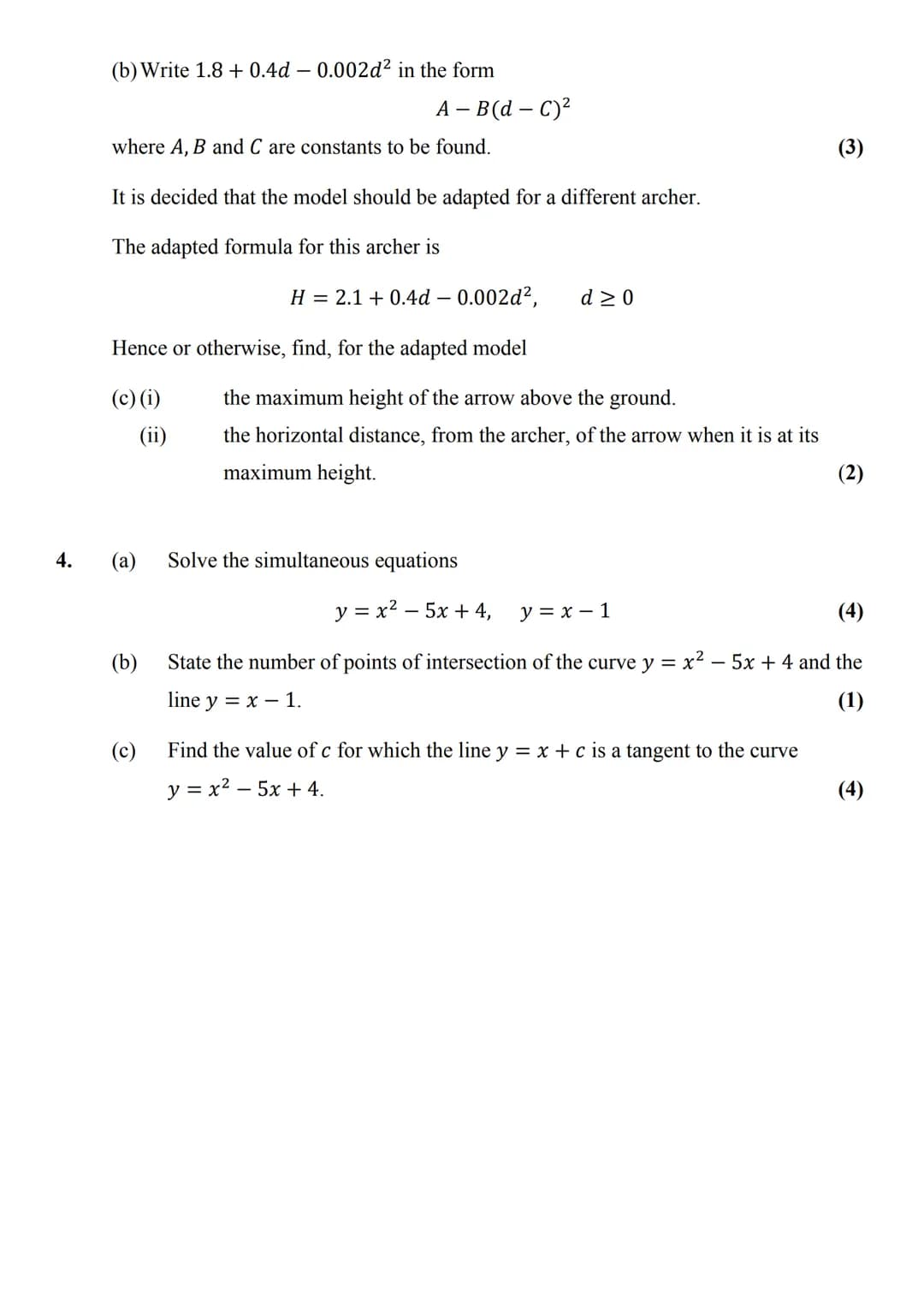Test A: Quadratics, Modelling and Simultaneous Equations
Name:
Score: /56
Strengths:
- Completing the square
- Discriminant
- Disguised Qua