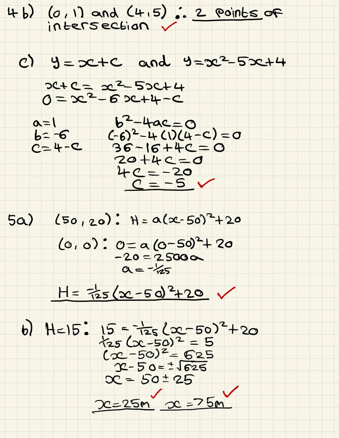 Test A: Quadratics, Modelling and Simultaneous Equations
Name:
Score: /56
Strengths:
- Completing the square
- Discriminant
- Disguised Qua