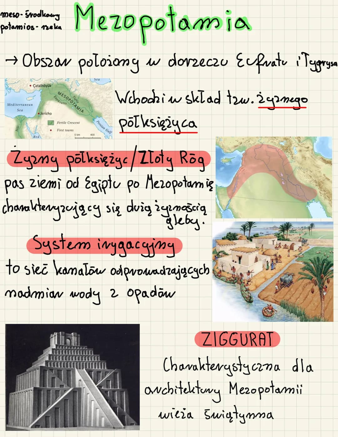 meso- -środkowy
potamios-reka
# Mezopotamia
→ Obszar położony w dorzeczu Eufratu i Tygrysa
* Çatalhöyük
Mediterranean
Sea
* Jericho
MESO