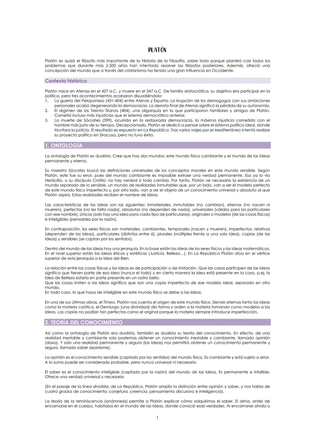 # PLATÓN
Platón es quizá el filósofo más importante de la Historia de la Filosofía, sobre todo porque planteó casi todos los
problemas que d