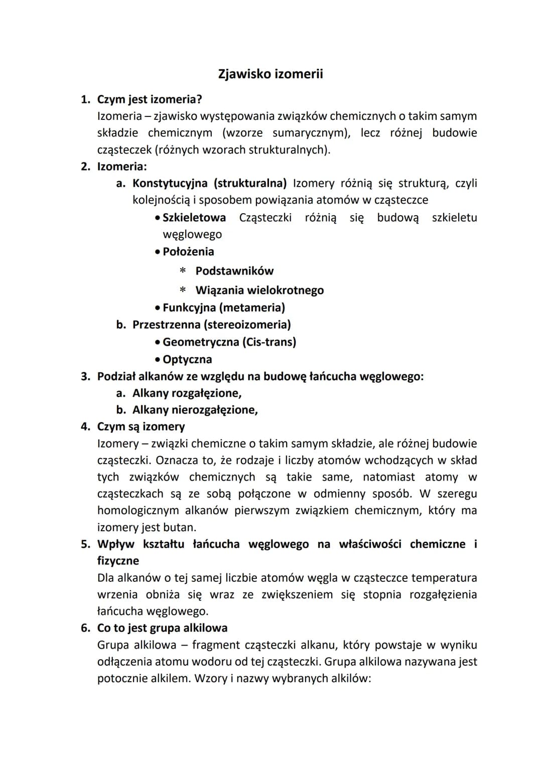 <h2>Izomeria</h2>
<p>Czym jest izomeria?</p>
<p>Izomeria to zjawisko występowania związków chemicznych o takim samym składzie chemicznym (wz