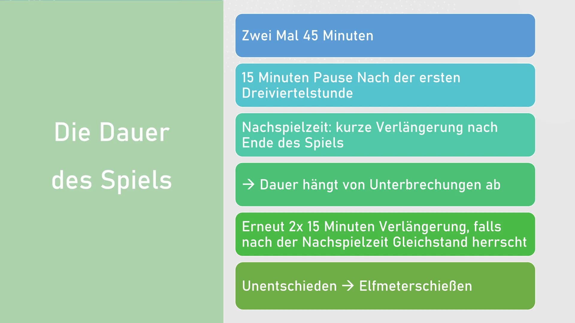 # Fußball Gliederung
1. Allgemein
2. Spielfeld
3. Spielpositionen
4. Die wichtigsten Regeln
5. Rote und gelbe Karte Was ist Fußball?
• Bal