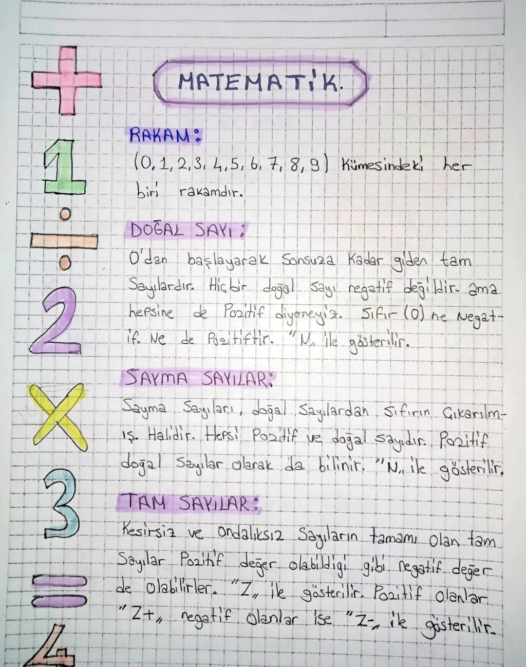 +42×3=4
MATEMATIK.
RAKAM:
(0,1,2,3,4,5, 6, 7, 8, 9) Kümesindeki her
biri rakamdır.
DOĞAL SAY
O'dan başlayarak Sonsuza Kadar giden tam
Say