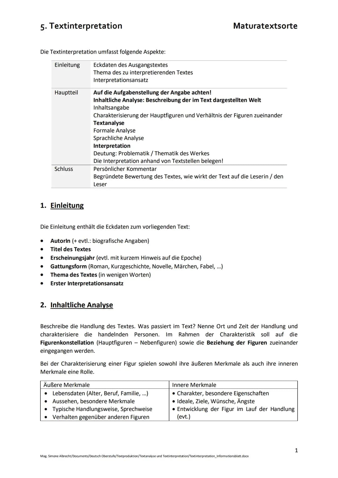 5. Textinterpretation
Die Textinterpretation umfasst folgende Aspekte:
Einleitung
Eckdaten des Ausgangstextes
Thema des zu interpretierend