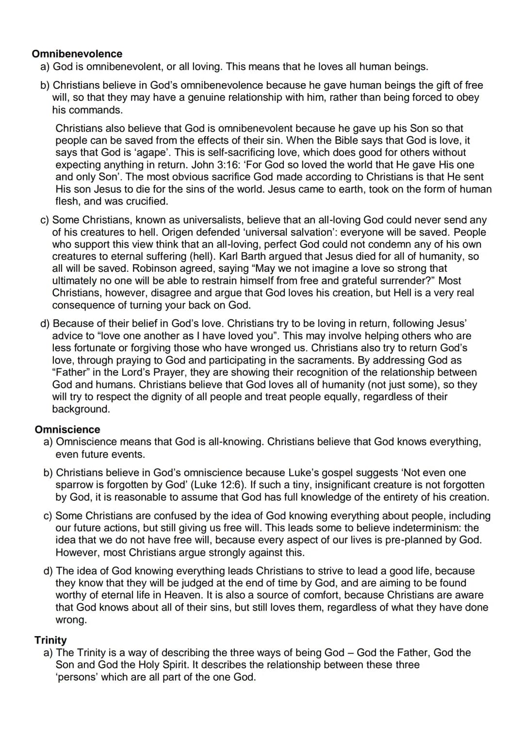 Higher RMPS Revision Guide
Christianity
Mandatory Content
Beliefs:
- beliefs about God
- nature of human beings: free will; sin; stewards
-