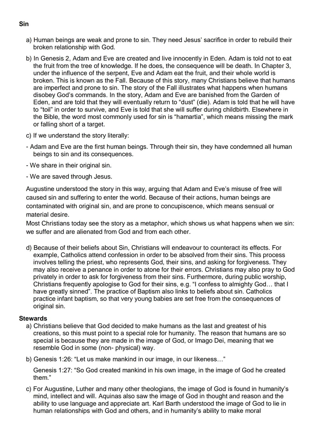 Higher RMPS Revision Guide
Christianity
Mandatory Content
Beliefs:
- beliefs about God
- nature of human beings: free will; sin; stewards
-