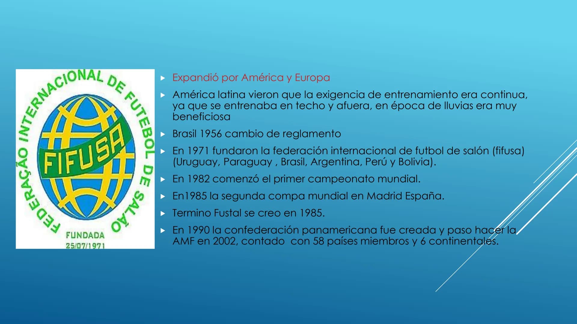 # FUTBOL SALA - Índice:
- Categoría
- Historia
- Microfútbol en Colombia
- Reglamentación
- Sustituciones
- Inicio y reanudación del juego
-